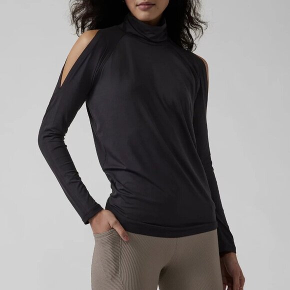 Athleta Tops - Athleta Women's Black Long Sleeve Cold Shoulder Turtleneck Top Sz Medium